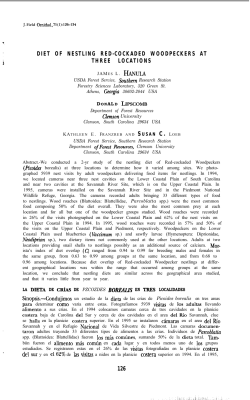 diet of nestling red-cockaded woodpeckers at