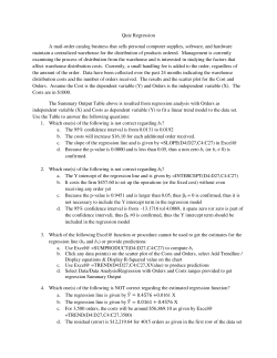 Quiz Regression A mail-order catalog business that sells personal