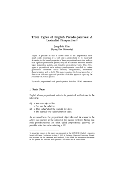 Three Types of English Pseudo-passives: A Lexicalist Perspective1)