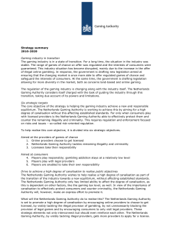 Strategy summary 2016-2020 Gaming industry