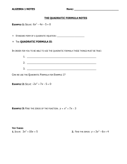 THE QUADRATIC FORMULA NOTES
