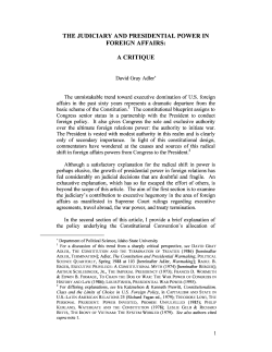 The Judiciary and Presidential Power in Foreign Affairs: A Critique