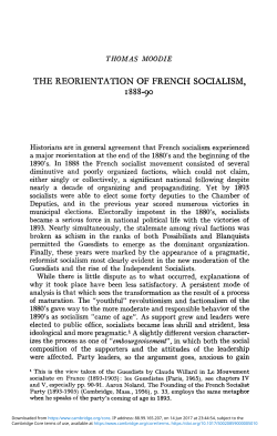 The Reorientation of French Socialism, 1888&ndash;90
