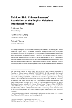 Think or Sink: Chinese Learners` Acquisition of the English