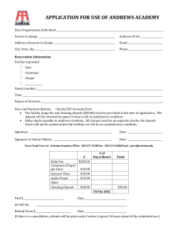 APPLICATION FOR USE OF ANDREWS ACADEMY