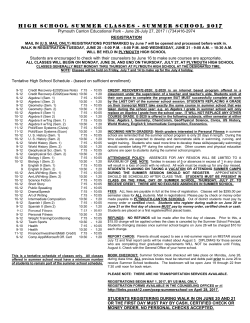 High School Summer Classes and Registration Form