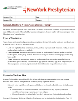 General, Healthful Vegetarian Nutrition Therapy