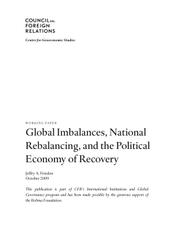 Global Imbalances, National Rebalancing, and the Political