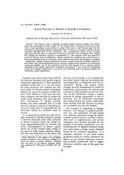 Animal Nutrition in Relation to Secondary