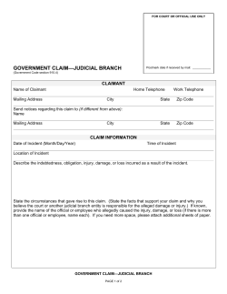 government claim&mdash;judicial - Los Angeles Superior Court