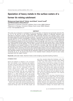 Speciation of heavy metals in the surface waters of a