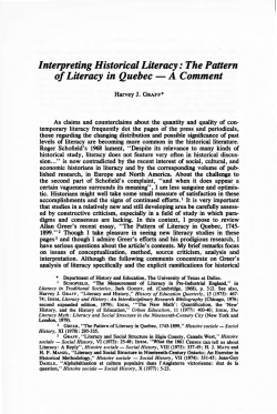 Interpreting Historical Literacy - Histoire sociale / Social History