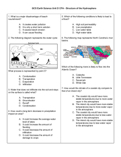 GCS Earth Science Unit D CFA Structure of the Hydrosphere 1