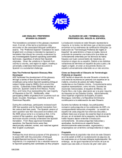 ASE ENGLISH / PREFERRED SPANISH GLOSSARY