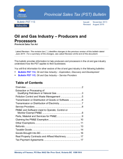 Bulletin PST 113, Oil and Gas Industry – Producers and Processors