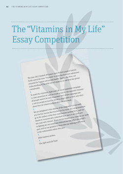The &ldquo;Vitamins in My Life&rdquo; Essay Competition ns in My mpetition