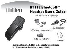 BT112 Bluetooth® Headset User`s Guide