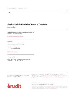 Creole&hellip; English: West Indian Writing as Translation