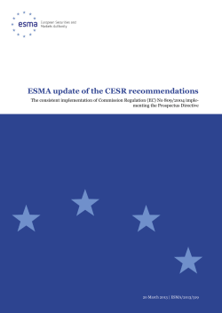 ESMA update of the CESR recommendations on the consistent