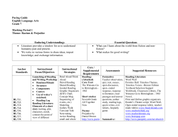 Pacing Guide English Language Arts Grade 7 Marking Period 1