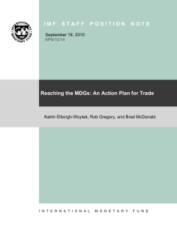 Reaching the MDGs: An Action Plan for Trade