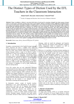 The Distinct Types of Diction Used by the EFL Teachers in the