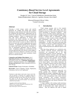 Consistency-Based Service Level Agreements for Cloud Storage