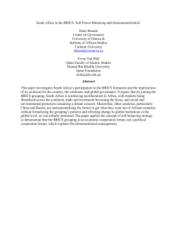South Africa in the BRICS: Soft Power Balancing and