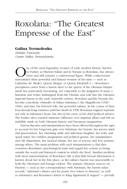 Roxolana: &ldquo;The Greatest Empresse of the East&rdquo;