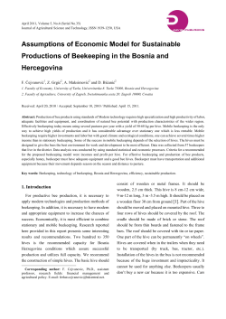 Assumptions of Economic Model for Sustainable Productions of