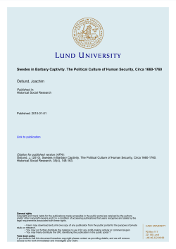 Swedes in Barbary Captivity. The Political Culture