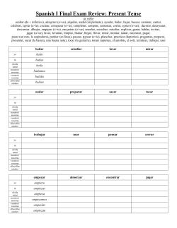 Spanish I Final Exam Review: Present Tense