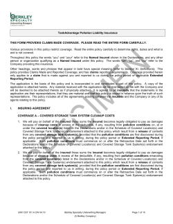 TankAdvantage Pollution Liability Insurance THIS FORM