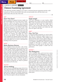 Subject-Verb Agreement - Standards Aligned System