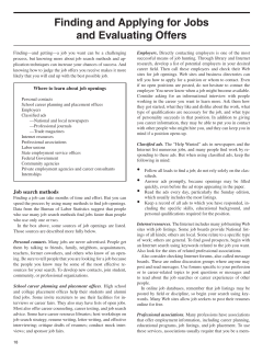 Finding and Applying for Jobs and Evaluating Offers