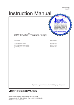 Edwards Drystar Vacuum Pumps QDP40, QDP80, Instruction Manual