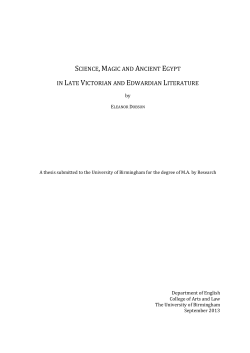 Science, Magic and Ancient Egypt in Late Victorian and Edwardian