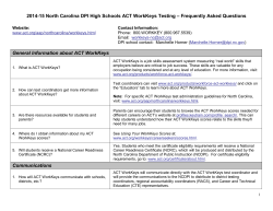 2014-15 North Carolina DPI High Schools ACT WorkKeys Testing
