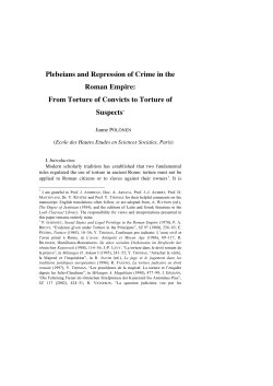 Plebeians and Repression of Crime in the Roman Empire: From