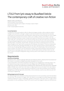 The contemporary craft of creative non-fiction