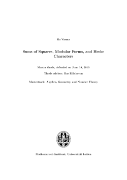 Sums of Squares, Modular Forms, and Hecke Characters