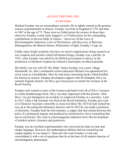 AN ELECTRIFYING LIFE Arvind Gupta Michael Faraday was an