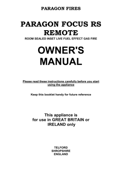 Paragon Focus RS Remote Issue 9 Clearance to combustible sides
