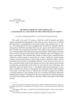 BETWEEN ETHNICITY AND NATIONALITY A SOCIOLOGICAL