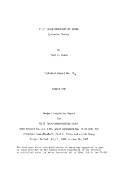 PILOT EVAPOTRANSPIRATION STUDY