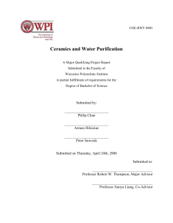 Ceramics and Water Purification - Worcester Polytechnic Institute