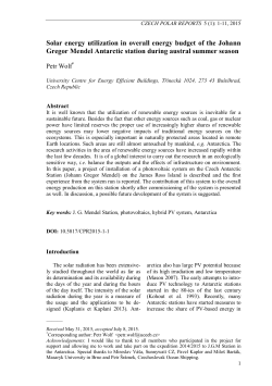 Solar energy utilization in overall energy budget of the Johann