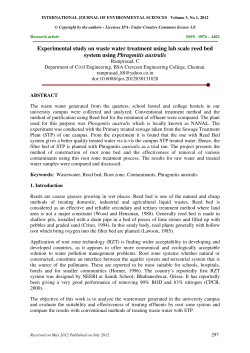 Experimental study on waste water treatment using lab scale reed