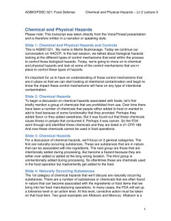 Chemical and Physical Hazards