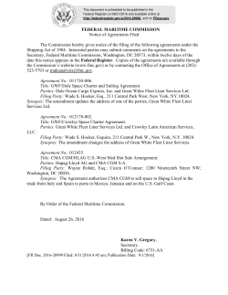 FEDERAL MARITIME COMMISSION Notice of Agreements Filed